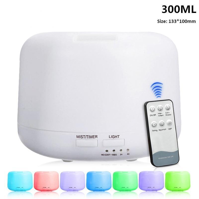 Air Humidifier Essential oil diffuser 300ML 500ML Ultrasonic Cool Mist Maker Fogger Humidifier LED Lamp Aroma Diffuser Electric Aromatherapy Diffuser umidifier Aroma Essential Oil Diffuser with 4 Timers 2 Misting Modes Waterless Auto Off