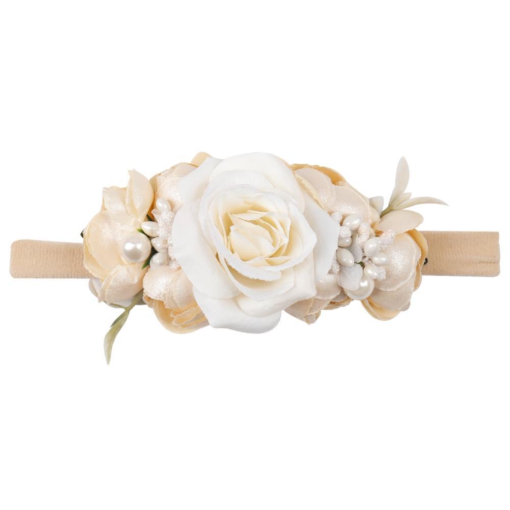 Handmade Luxury Pearl Baby Headbands Bundle Nylon Elastic Newborn Hair Accessories for Girls Kids
