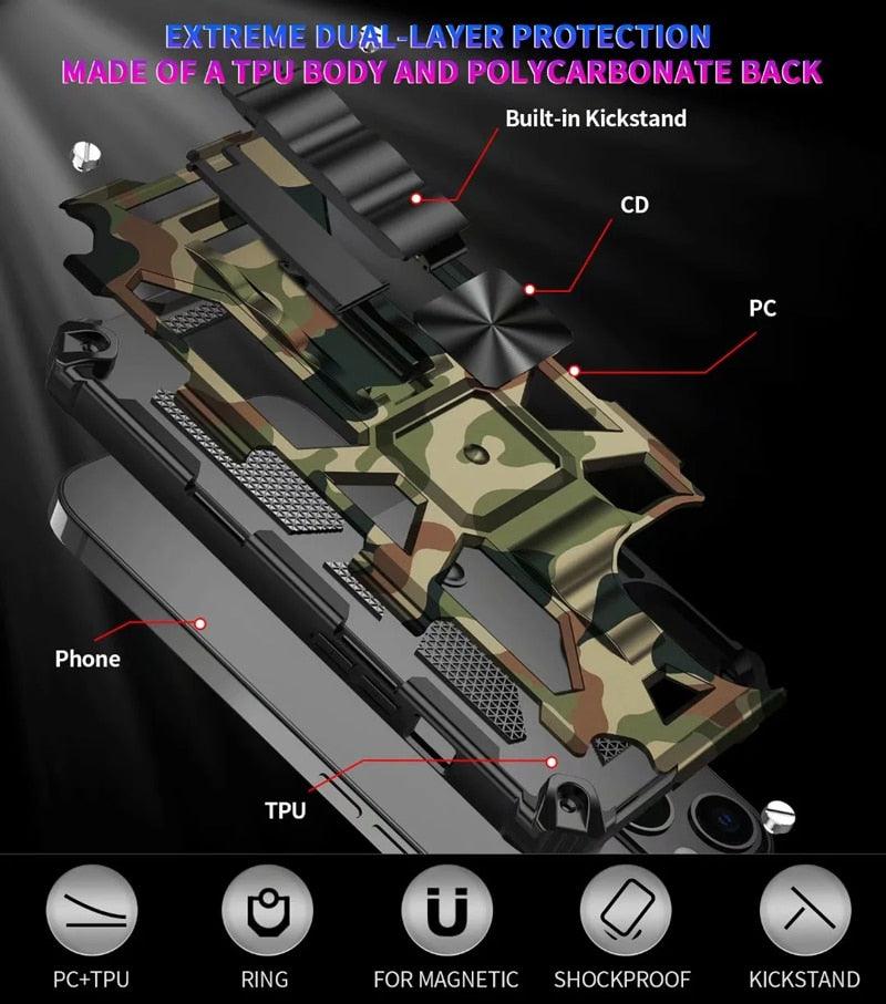 Magnetic Army Green Shockproof Durable Cover Compatible iPhone 14 Case for iPhone 14 Pro Max 14 Plus 11 12 13 Pro Max XS Camouflage Armor Heavy Protection Phone Case Cover