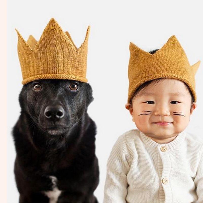 Modern Luxury New Trend Baby Hat Girls and Boys Crown Knitted Cap Toddler Empty Top Hats Newborn Design Woolen Yarn Bonnet For Kids
