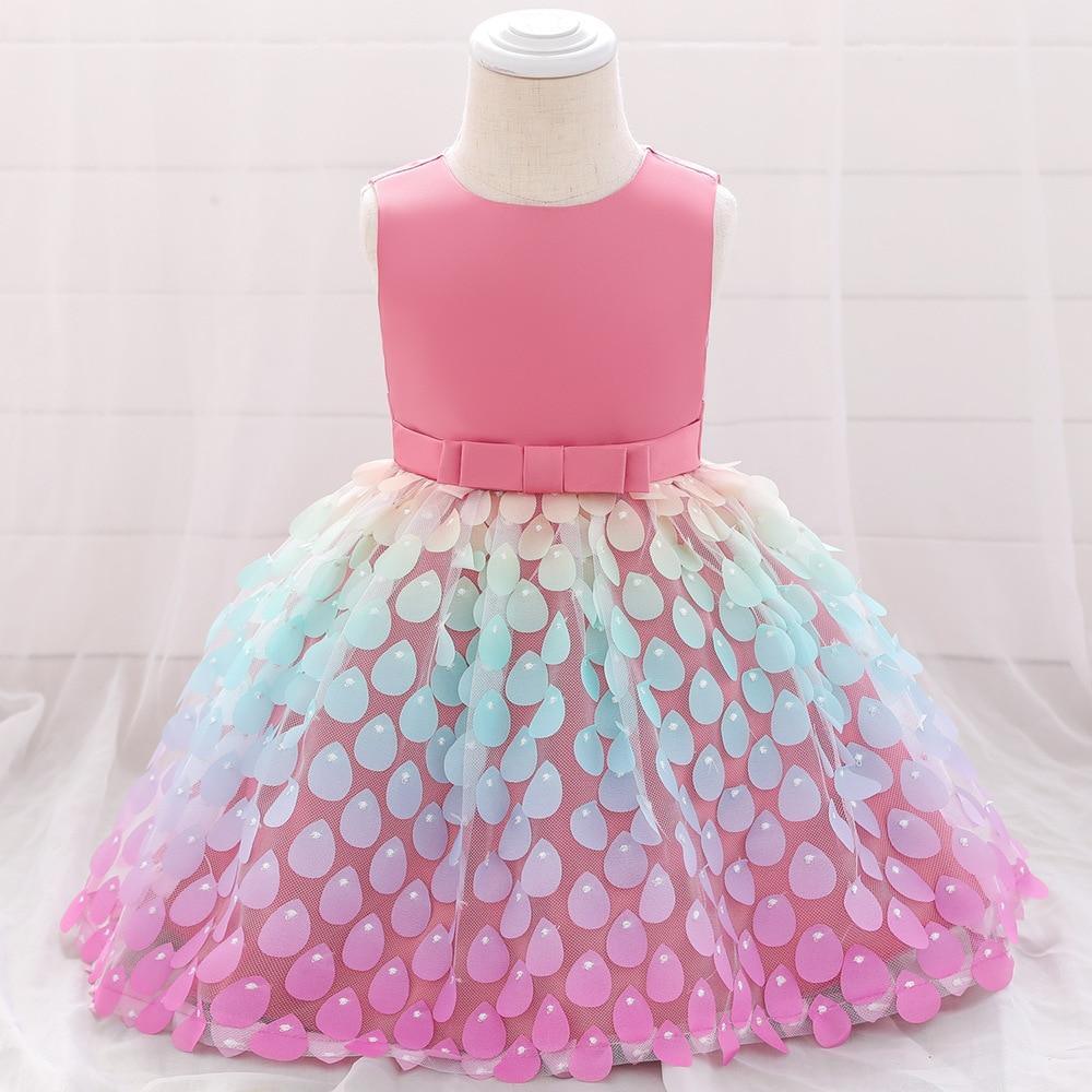 Newborn Baby Girls Clothes Christmas Princess Dress Lace Colorful Sequins Girls Wedding Party Ball Gown