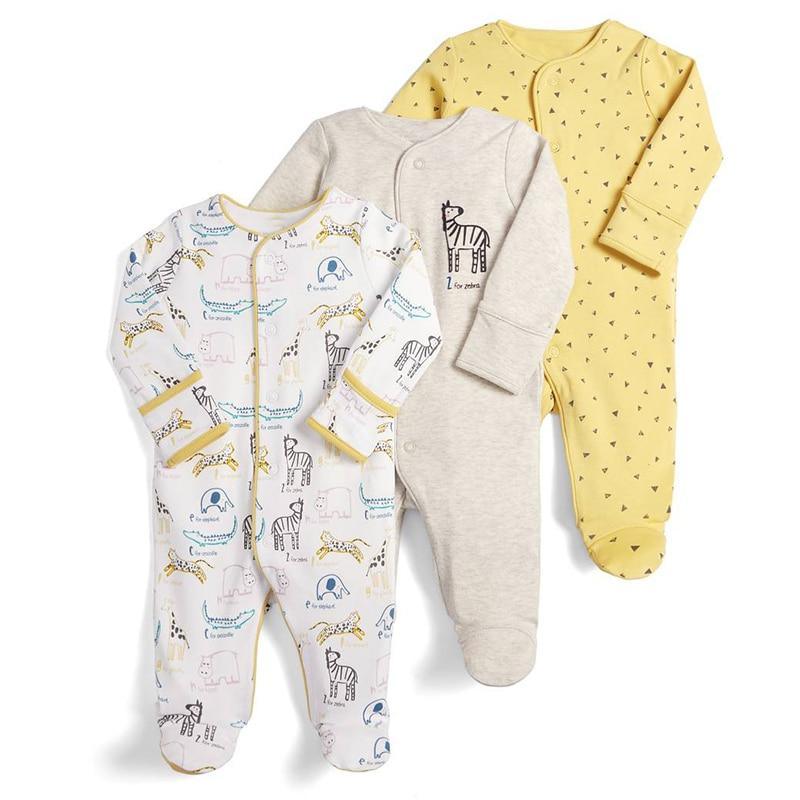 3Pcs Baby unisex Rompers Long Sleeve Sleep suit Cartoon Jumpsuit Baby Pajamas Stes For Kids Between 0-12Months