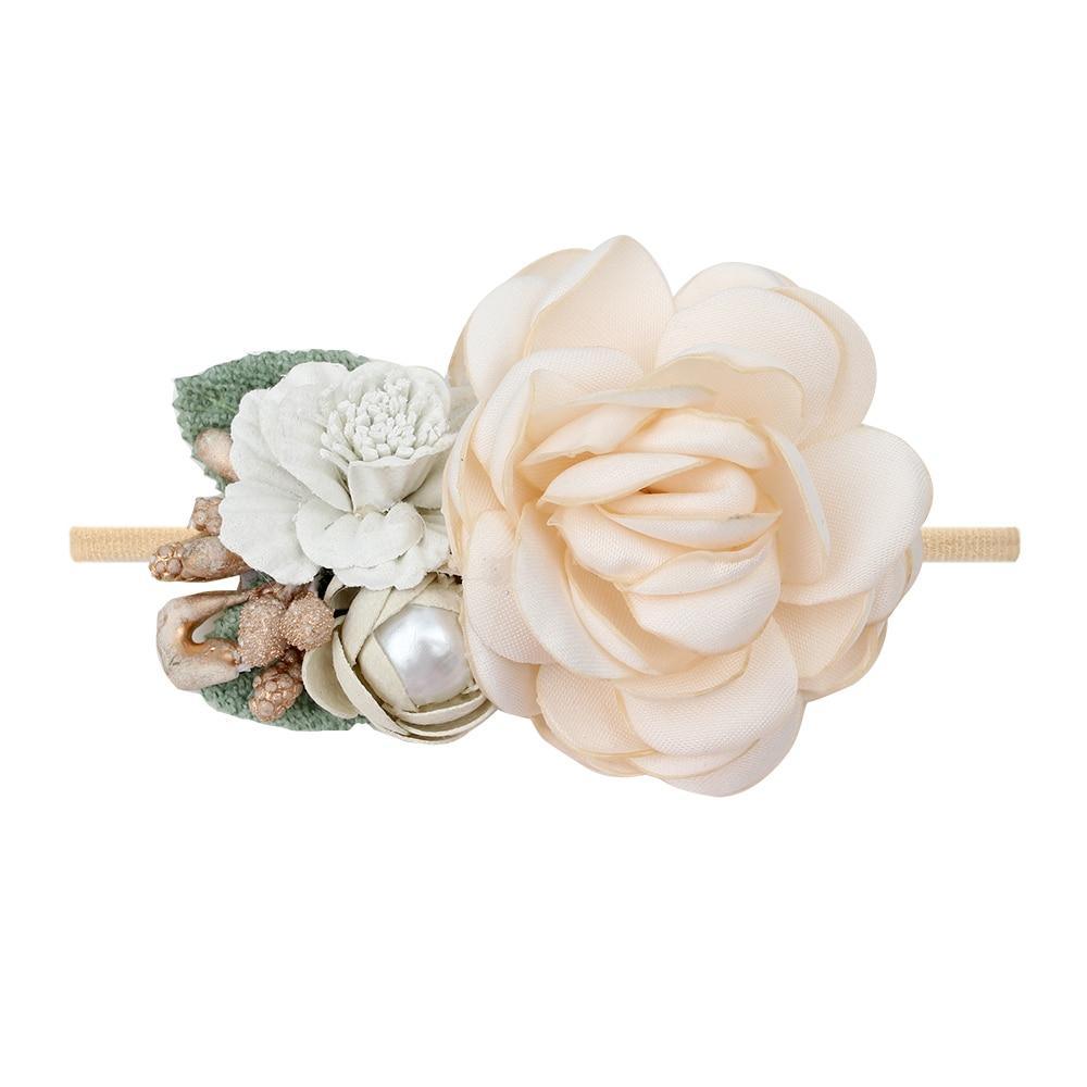 Handmade Luxury Pearl Baby Headbands Bundle Nylon Elastic Newborn Hair Accessories for Girls Kids