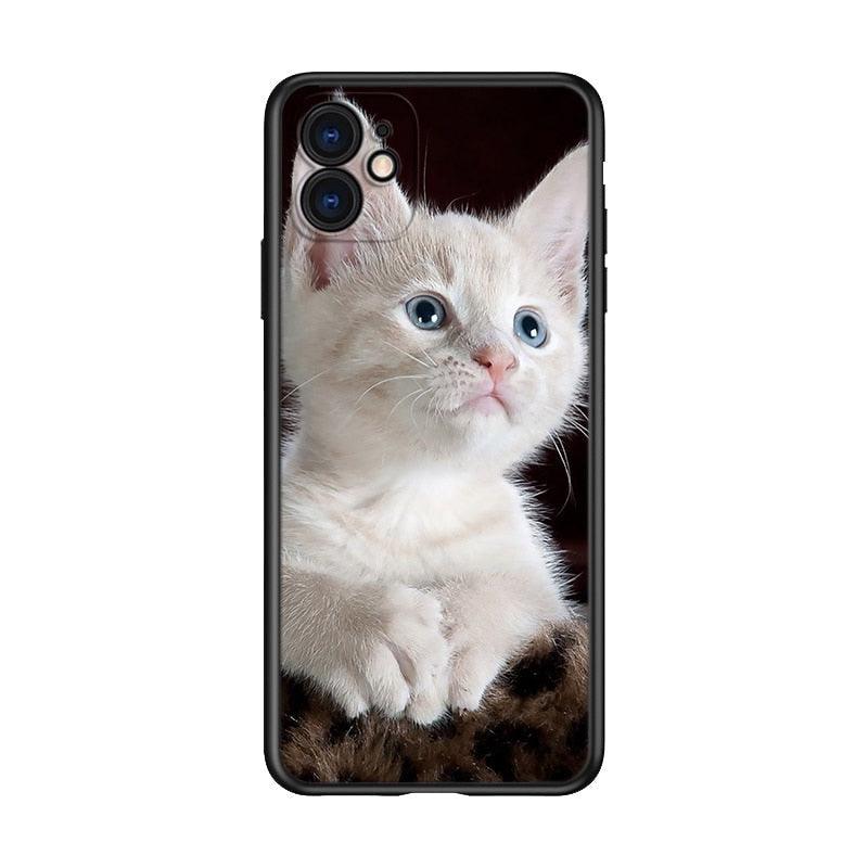 Black Big Eye Cat Cover Phone Case For iPhone 14 13 12 11 Pro Max Mini XS Max X XR Silicone Black Anti-Fingerprint Anti-Fall Clear Soft Anti-Yellow Cover Silicone Case