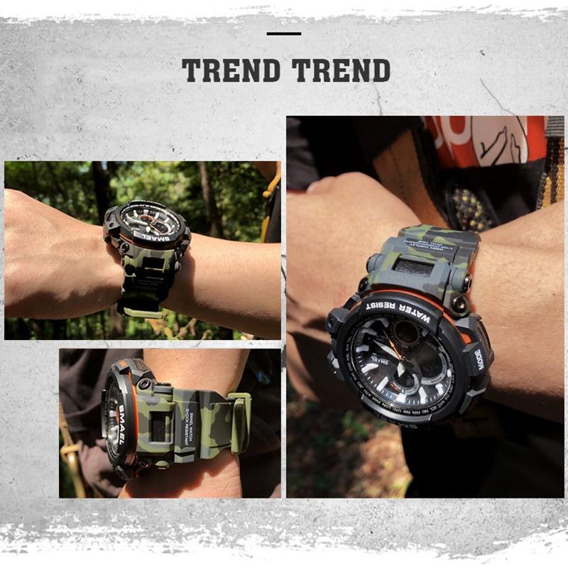 Orange Modern Sport Waterproof 50M Men Watches With LED Digital Display In Military Armi Relogio Masculino Style