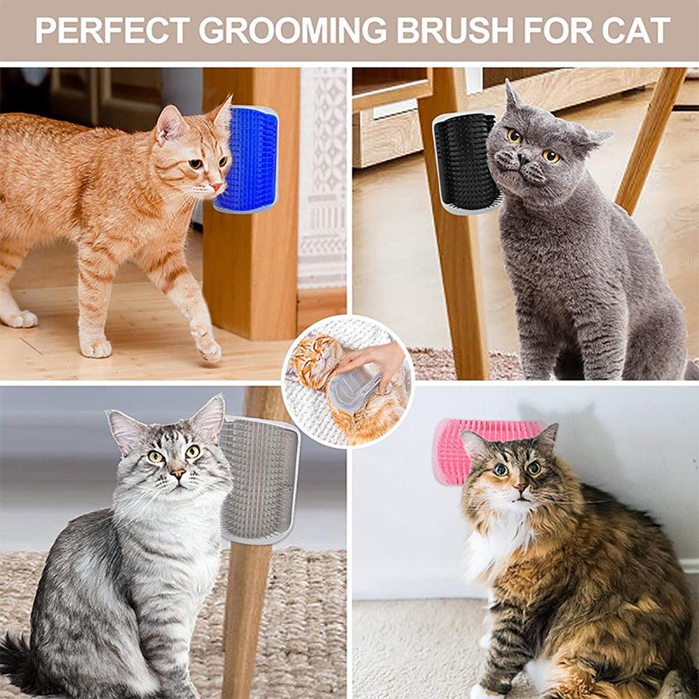 Massager for Cats Pet Products Pets Goods Brush Remove Hair Comb Grooming Table Dogs Care Accessories Things Strip Soft Cat Massage Brushes Wall Mounted Scraper for Kitten