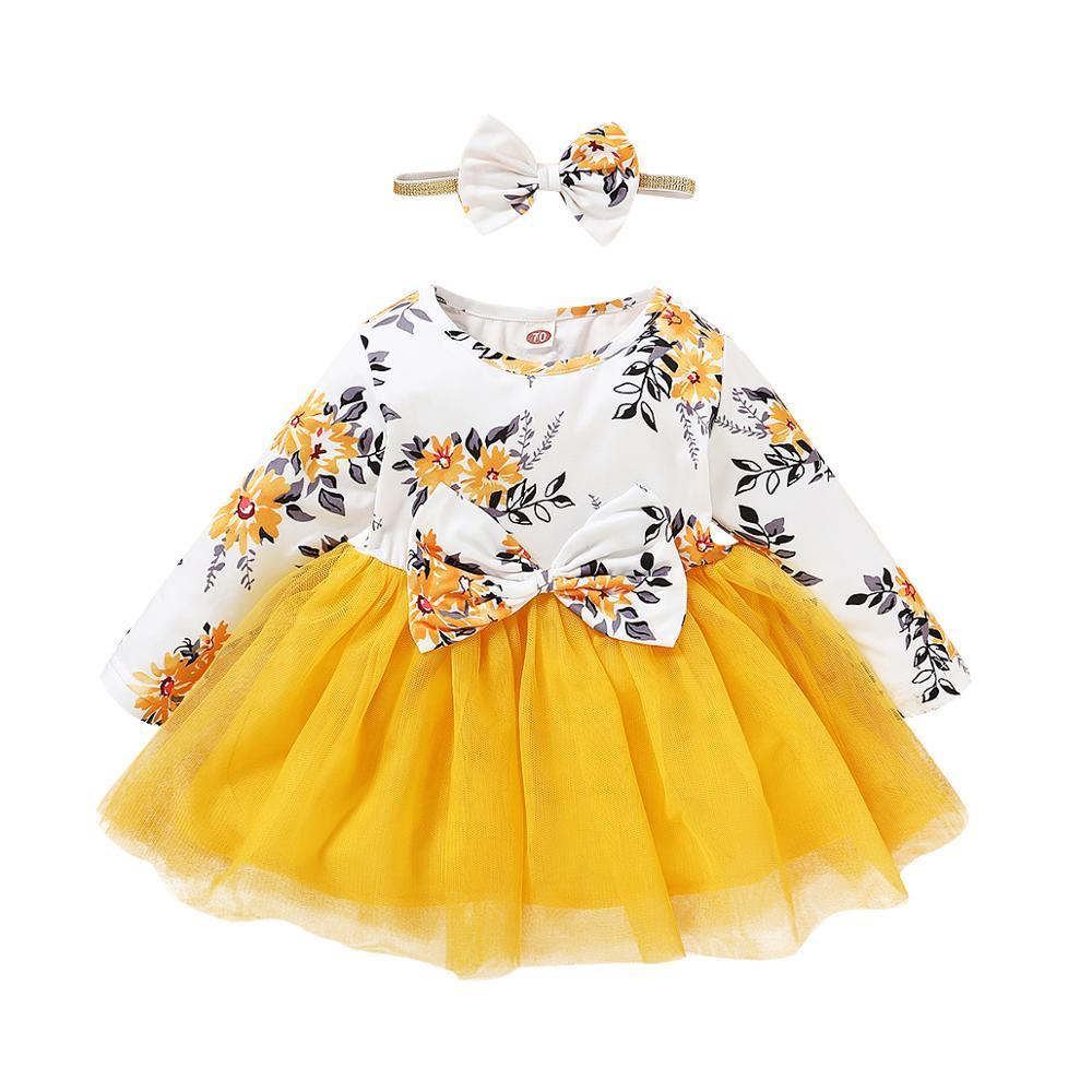 Baby Girl Flower Dress Pretty Bow Outfits Long Sleeve Toddler Girl Unique Design Perfect Gift
