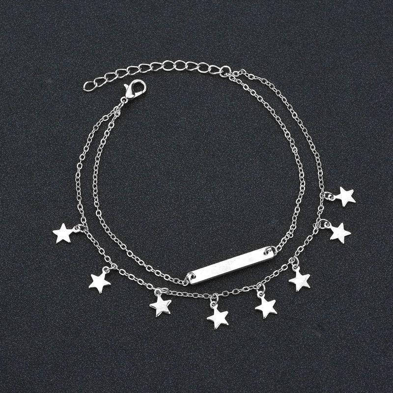 Gold Metal Shell Coconut Tree Female Anklets Barefoot Sandals Foot Summer Double Layers Foot Bracelets Leg Jewelry