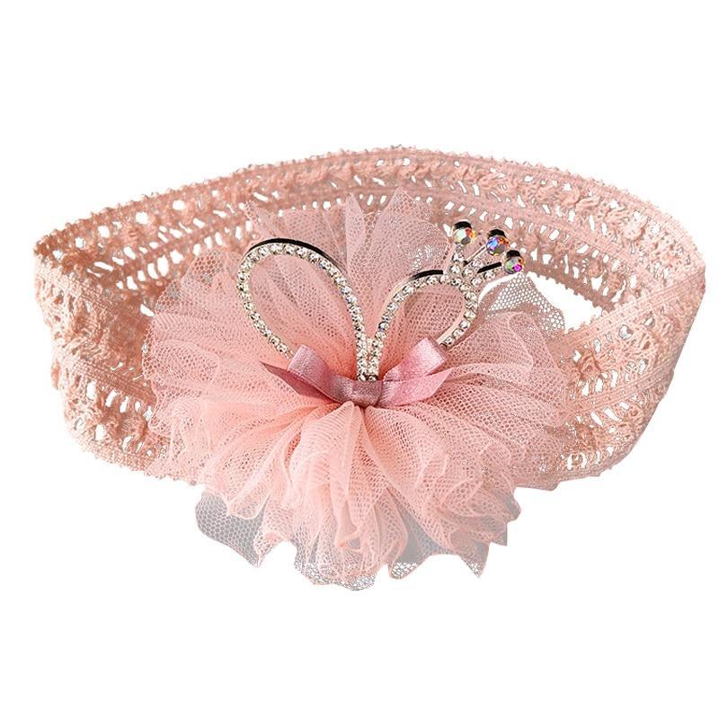 ILuxury Handmade Infant Child Hair Band Three-dimensional Alloy Rhinestone Crown Headdress Elastic Headband Turban For Baby Girls