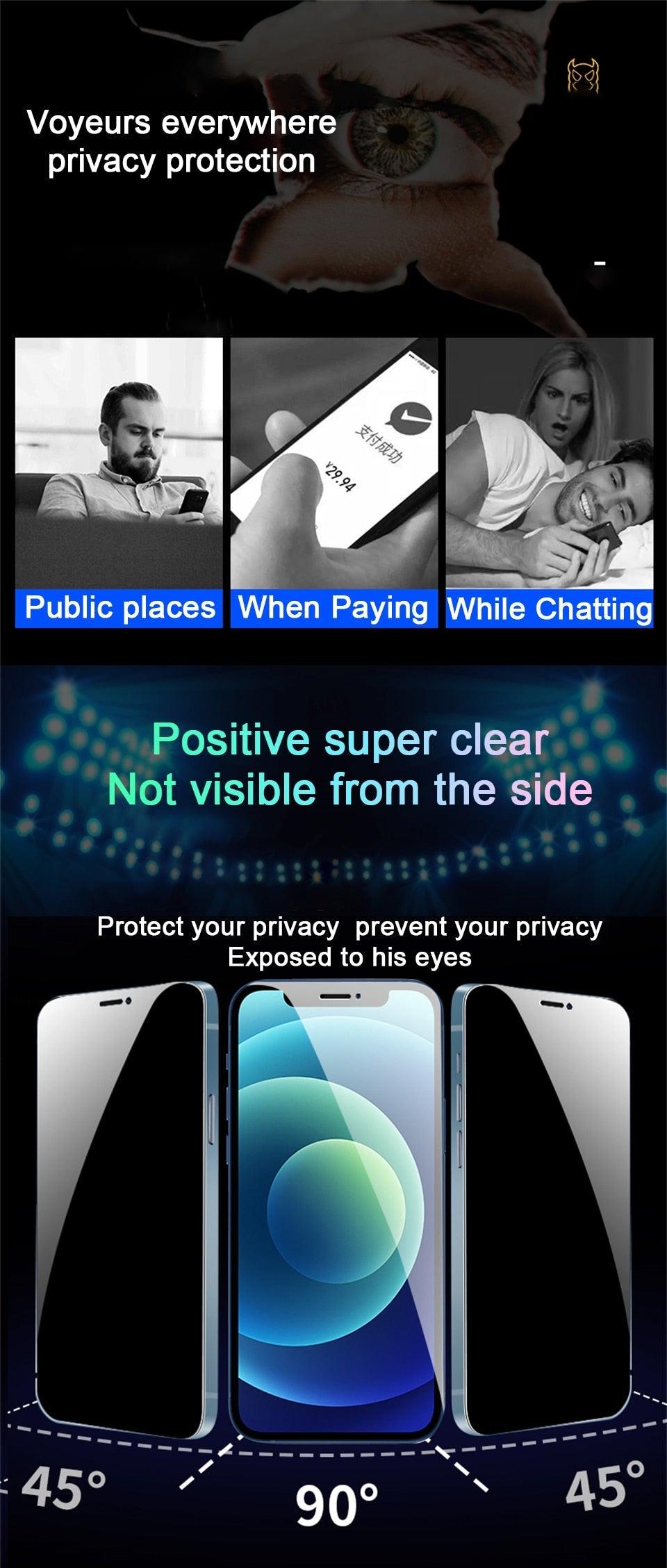 Anti Spy Ceramic Film For Iphone 13 12 11 Pro Max Mini Xr Xs Max Se 2020 8 6s 7 6 Plus Se3 Mobile Phone Screen Protector Anti-scratch, Ultra-clear Screen Protector Film For Iphone