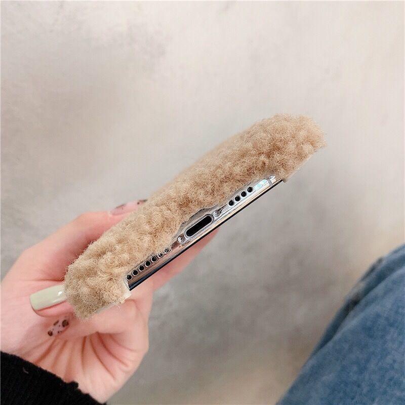 Cute Brown Bear Plush Phone Case For Iphone 14 11 12 13 Pro Max 7 8 X XS Max XR SE2 Autumn And Winter Shockproof Full Case Cover Cute Bear Animal Winter Warm Plush Fabric Phone Case
