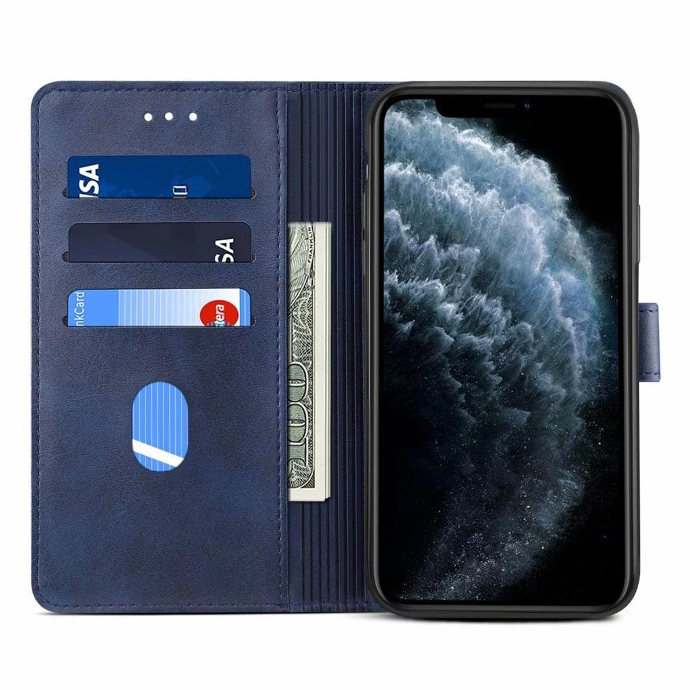Luxury Red Leather Magnetic Flip Case For Iphone 14 12 13 11 11 Pro Max Xr Xs Max X Wallet Cover For iphone Leather Wallet Case Card Slots Kickstand Magnetic Buckle Flip Phone Cover