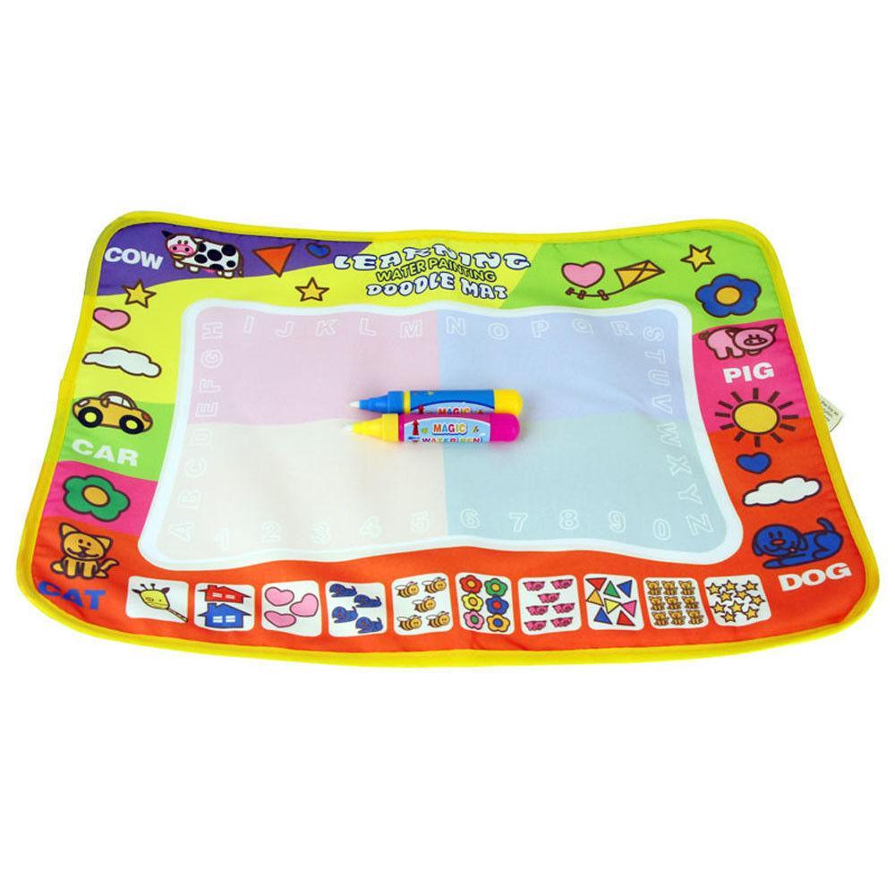 1-6 Years Children Kids Baby Drawing Educational Water Mat Drawing Painting Toddler Board/ Charpet With Magic Water Pen Gift 45.5 X 29cm (White)