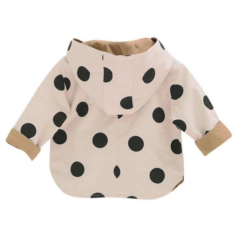 Modern Elegant Cute Dot Print Comfort Slim Cotton Button Hooded Warm Coat for Newborn Baby Girls With Two Face