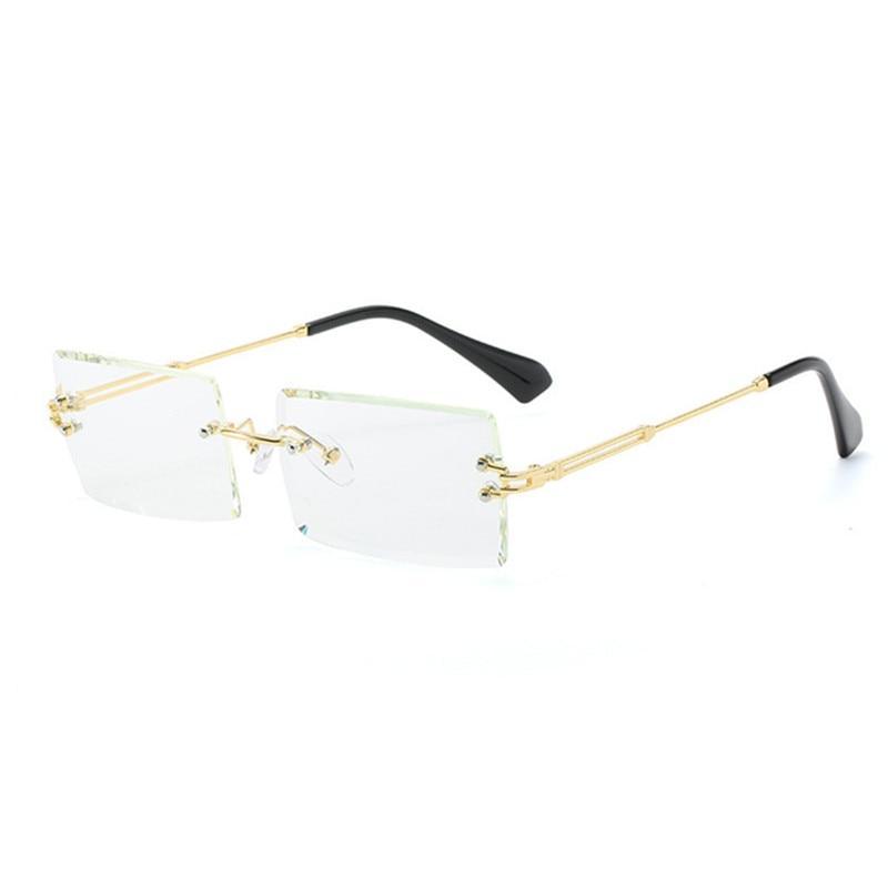 Fashion Rimless Women Trendy Small Rectangle Sunglasses With High Quality metal frame And UV400 Protection