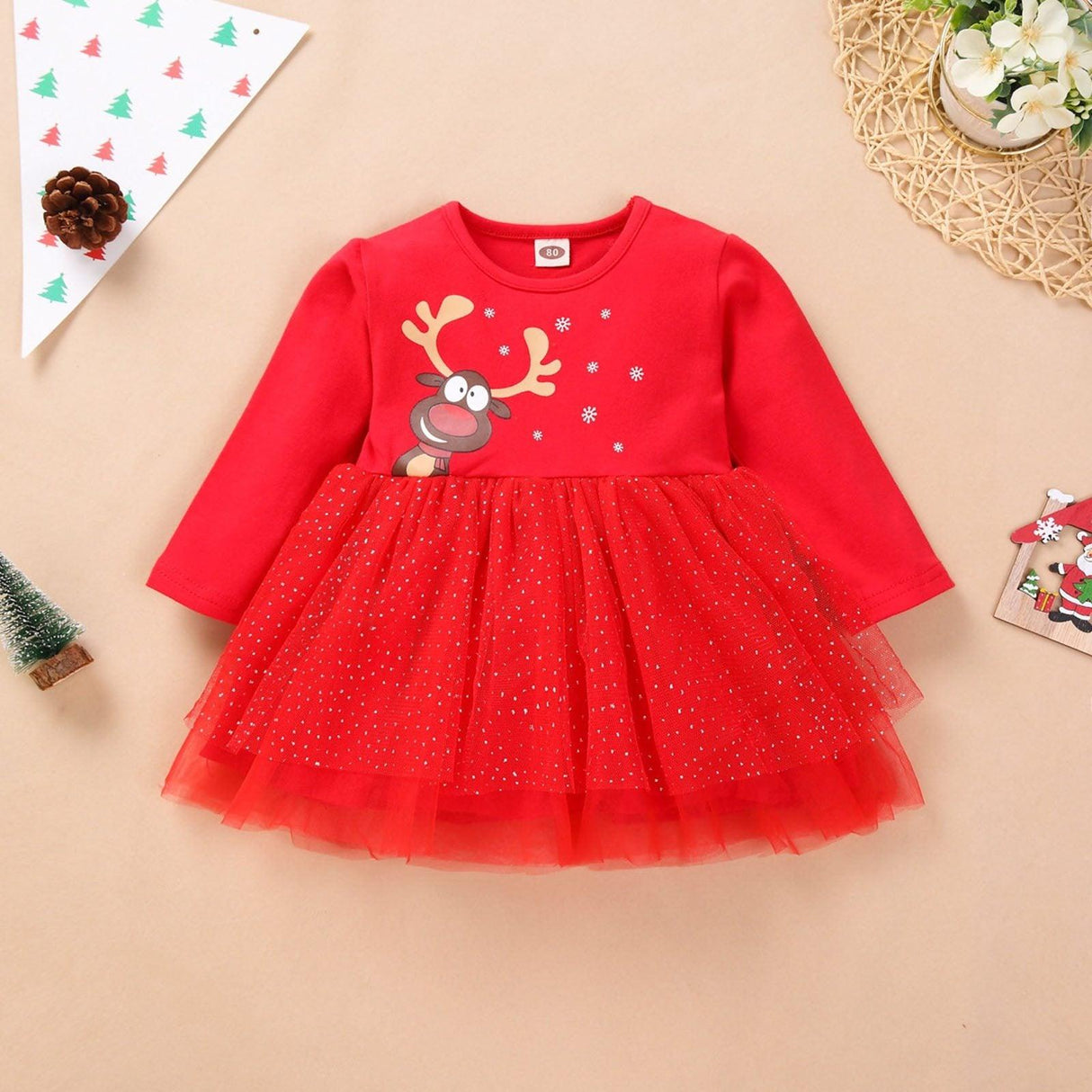 New Princess Baby Kids Girls Christmas Solid Deer Tutu Skirt Dress Unique Design Perfect Gift