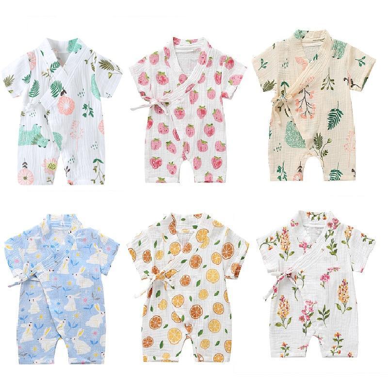 Summer Baby Girl/Boys Clothing Short-sleeved Rompers Jumpsuit Floral Print Cute Soft Newborn Infant Baby Playwear For Girls and Boys Kids