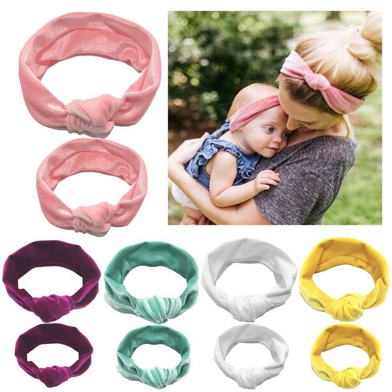 Modern Mother & Baby Headbands Kids Girl Bow With Rabbit ear Print Floral Hair Bands Parent-Child Hair Accessories