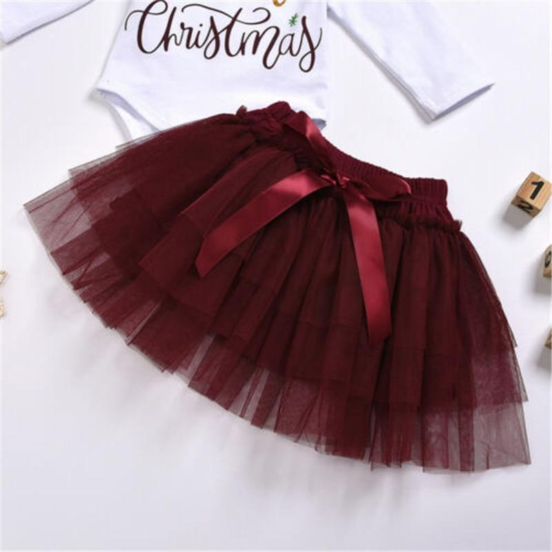 Luxury Newborn Toddler Baby Girl Clothes Set Long Sleeve Romper Christmas Princess Dress Mesh Skirt with Headband Set With Skirt Romper and Ribbon Bow