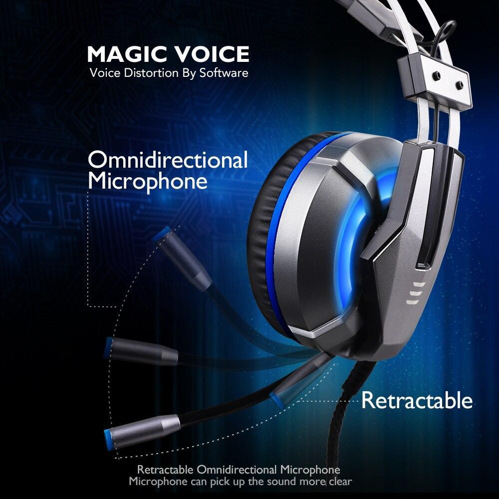 NEW Trend Gaming Headset Gamer Ear Wired Headphones for Smartphone/PS4/PC/Xbox with Retractable Rotate Microphone and LED Light