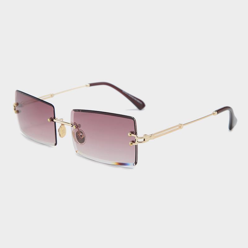 Fashion Rimless Women Trendy Small Rectangle Sunglasses With High Quality metal frame And UV400 Protection