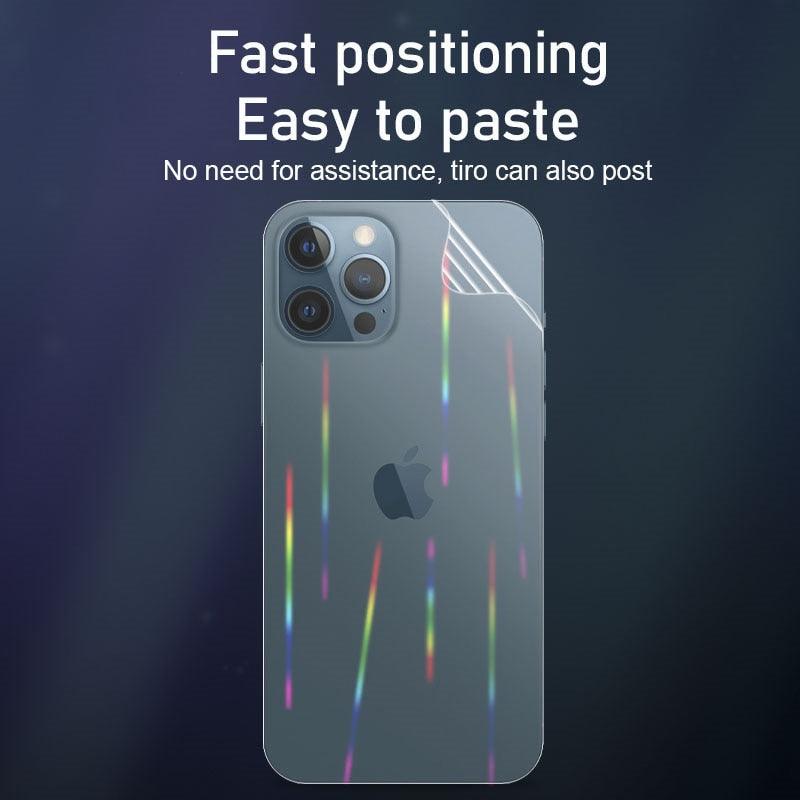 Gradient Laser Aurora Hydrogel Film For iPhone 13 11 12 Pro Max Mini X XS XR 7 8 Plus SE 2 Screen Protector Soft Full Back Cover Thin Scratch Resistant Back Screen Guard for Iphone
