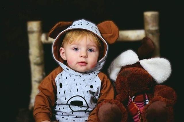 Newborn Boy Long Sleeve Bear Infant Hoodie Pant Tracksuit Set Pajamas For Kids In Bear Deisgn