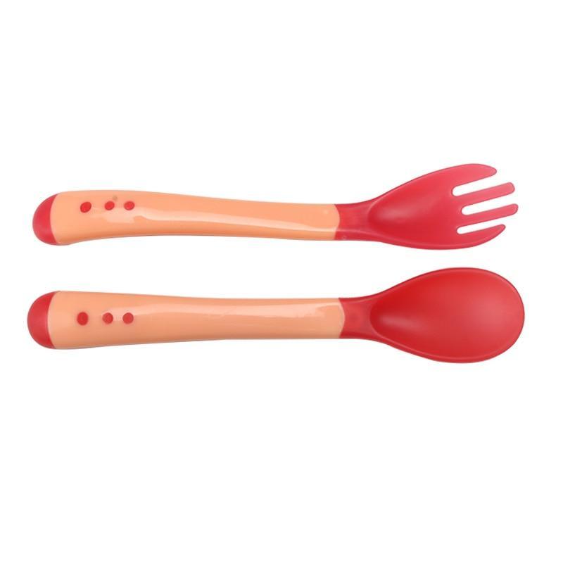 Unique Spoon and Fork Set For Newborn Baby Eating Training Easy To Hold for Feeding Food Children Flatware Feeding Forks