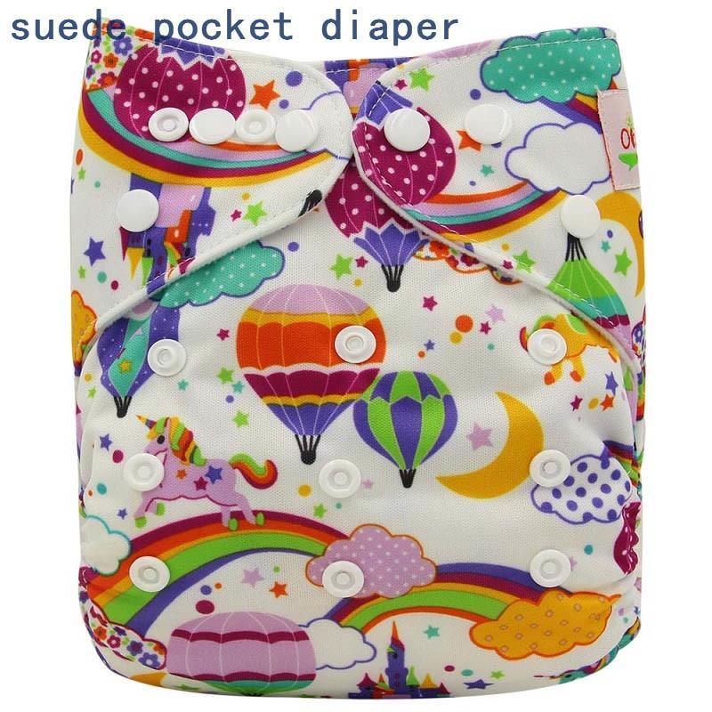 Newborn Cloth Diaper Sewed in Charcoal Bamboo Insert and Suede Pocket Diapers Waterproof Baby Nappies Design for Baby