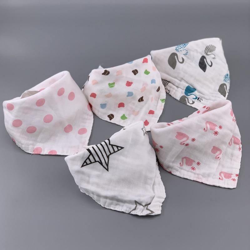 Modern 5PCS/Pack Cotton Baby Bibs 4 Lyers Girls Boys Triangle Feeding Burp Cloth Collar Scarf For Feeding