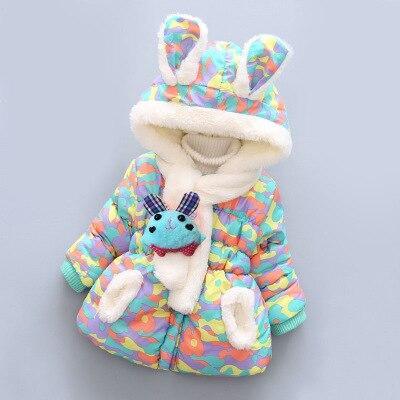 Luxury Newborn Children Plus Cute Hooded Cotton Jacket Infant Clothing for Baby Girls In Elegant Colorful Design For Winter