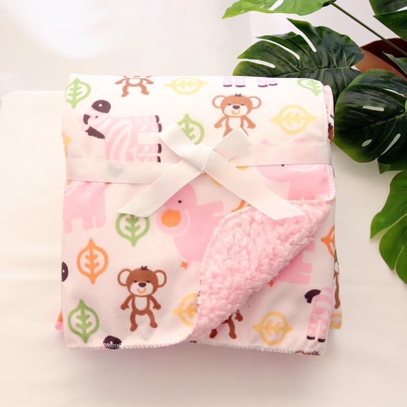 Baby Blankets New Layer Coral Fleece Infant Swaddle Wrap Owl Printed Newborn Baby Bedding Blanket