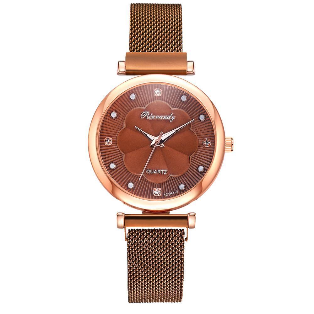 Fashion Set Women Watches Luxury Magnet Buckle Flower Rhinestone Watch Ladies Quartz Wrist Watch WIth Bracelet In Set For Women and Girls