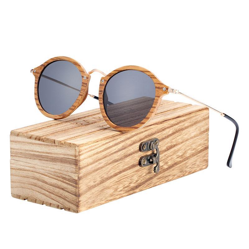 New Luxury Zebra Wood Sunglasses Handmade Round Sunglasses Polarized Eyewear For Men and Women With UV400 Protection