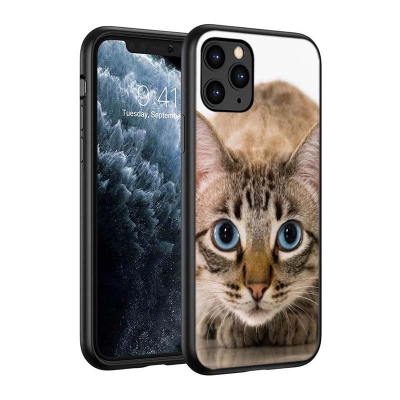 Black Big Eye Cat Cover Phone Case For iPhone 14 13 12 11 Pro Max Mini XS Max X XR Silicone Black Anti-Fingerprint Anti-Fall Clear Soft Anti-Yellow Cover Silicone Case