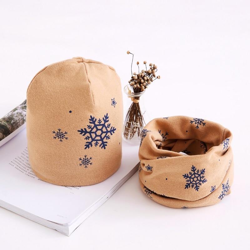 Star Print Cotton Hat And Scarf Baby Beanie Kids Caps Children's Accessories For Boys and Girls