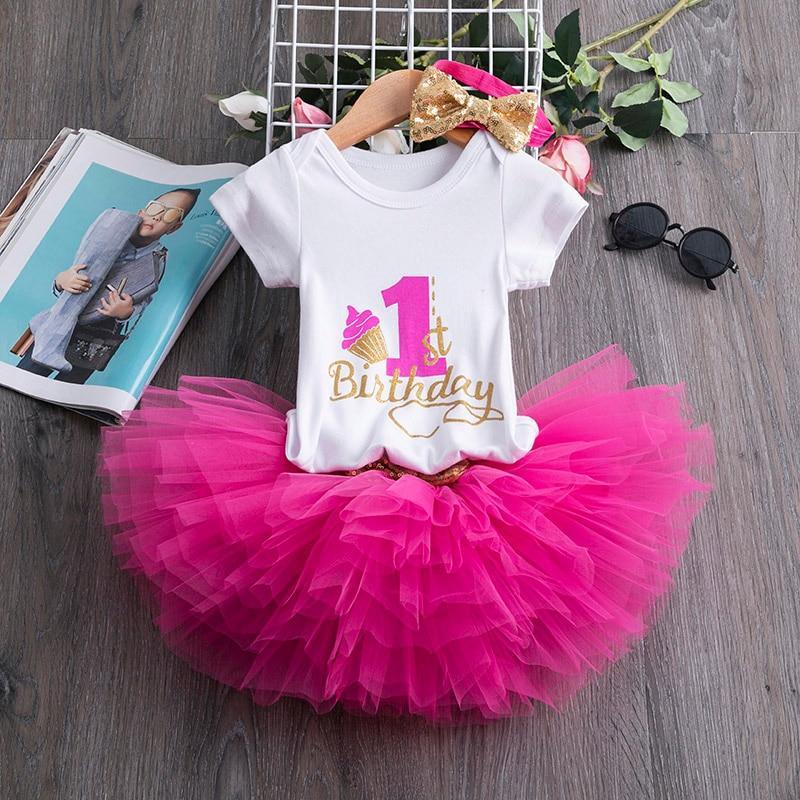 New 1st Birthday Tutu Baby Infant Christening Cake Dresses for Party Kids 1 Year Baby Girl For Birthday Party