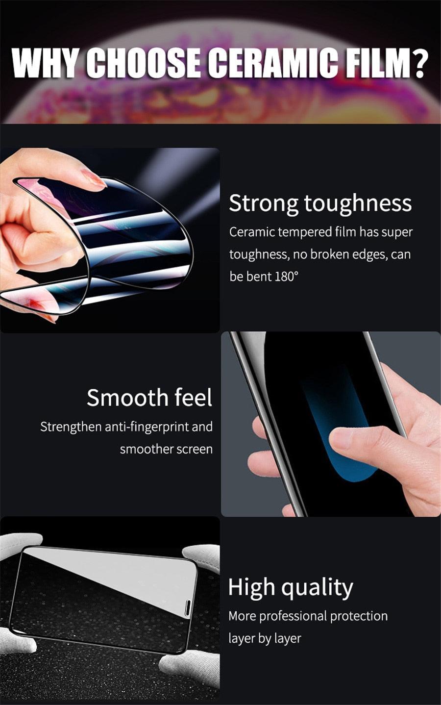 Full Cover Ceramics Screen Protector Explosion-proof Soft Film For iPhone 12 Mini 11 Pro XS Max XR X 8 7 6S Plus SE2 Soft Glass Tempered Glass Screen Protector Compatible iPhone