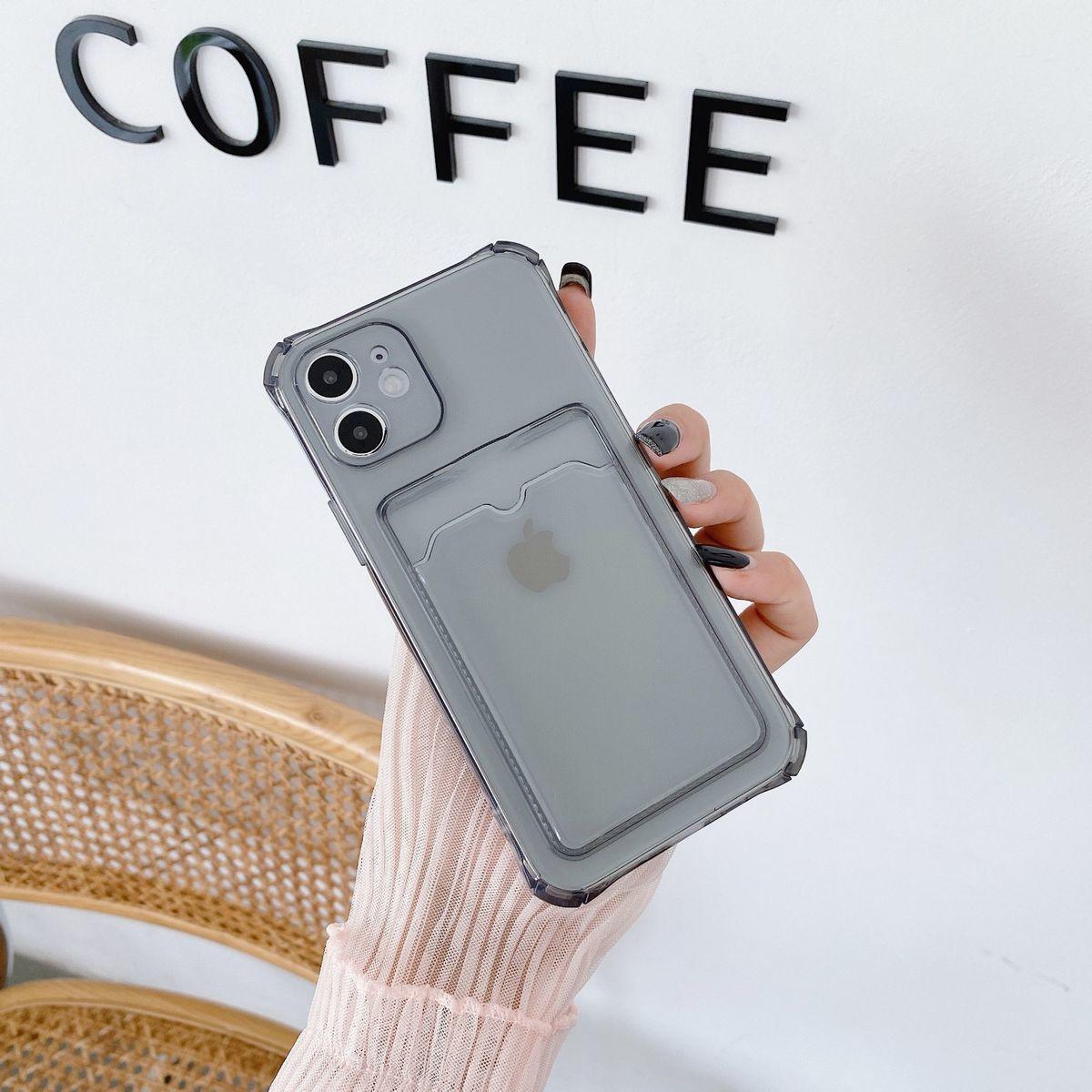 Transparent Wallet Case For iPhone 14 13 12 Pro Max Mini Shockproof Cover with Card Slots Pockets Slim Fit Thin Protective Soft Shock-Absorbing Lightweight Wallet Case