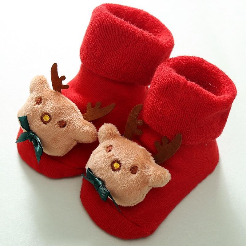Luxury Modern Christmass Children's Socks With Doll Baby Keep Warm Elk Non-Slip Socks Newborn For Infant Toddler Kids