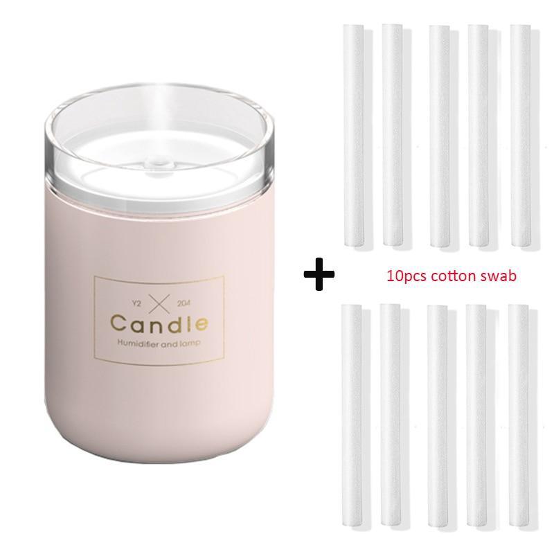 280ML Ultrasonic Air Humidifier Candle Romantic Soft Light USB Essential Oil Diffuser Car Aroma Mist Maker