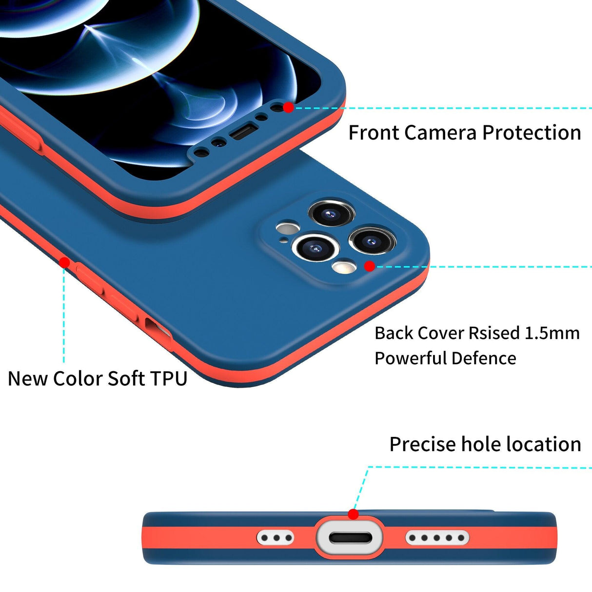 Full Cover Protective Phone Case For iPhone 12 Mini 11 Pro XS Max X XR 6 7 8 Plus Soft Silicone Shockproof Cover Full Body Anti-Shock Protection Drop Protection Silicone iphone Cover