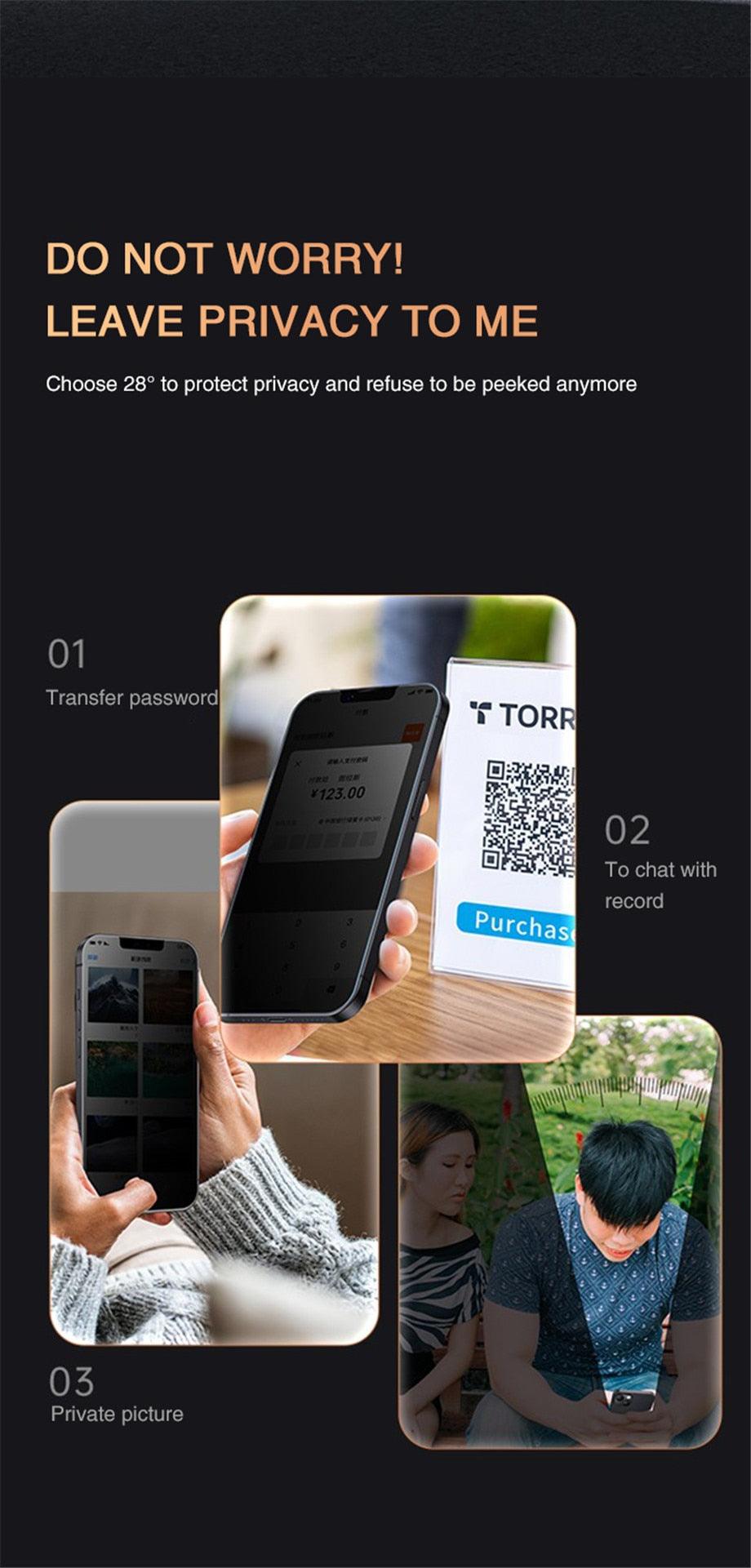 Full Cover Anti-Spy Screen Protector For iPhone 11 12 13 PRO MAX Privacy Glass For iPhone 14 Pro 8 Plus XS Max XR Tempered Glass Anti-Spy Privacy Screen Protector for iPhone