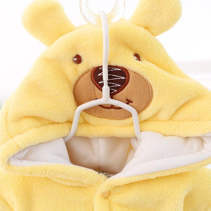 Modern Winter Baby Bear Animal Costume Hooded Romper Warm Flannel Plush Jumpsuit For Girls and Boys