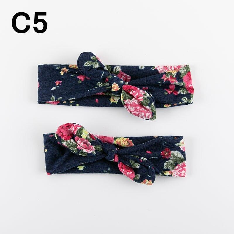 Modern Mother & Baby Headbands Kids Girl Bow With Rabbit ear Print Floral Hair Bands Parent-Child Hair Accessories