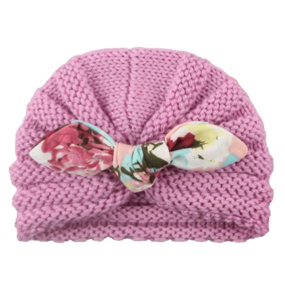 New Handmade Cotton Girl Hat Autumn Winter Baby Boy Girl Hat Colorful Bow Elastic Cute Baby Turban In Elegant Design