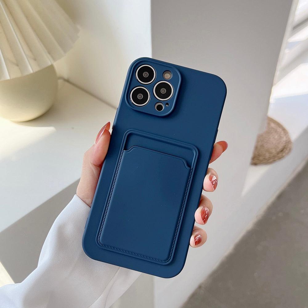 Soft Silicone Card Phone Case for IPhone 13 12 Pro Max Shockproof Protector Cover for IPhone 14 Plus Cases Heavy Duty Solid Slim Lightweight Anti-Shock Cover for iPhone