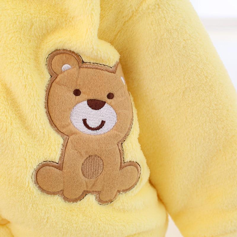 Modern Winter Baby Bear Animal Costume Hooded Romper Warm Flannel Plush Jumpsuit For Girls and Boys