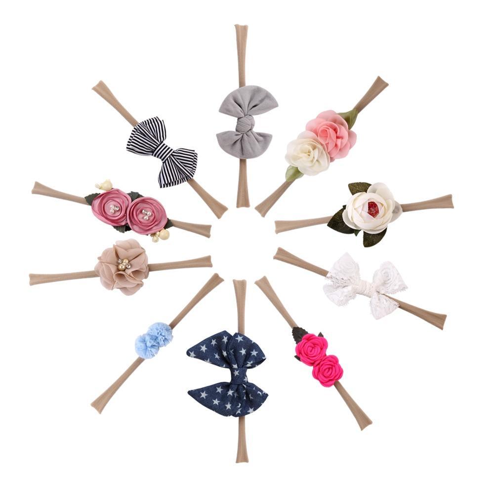 Luxury Modern 10PCS Set Kids Headband Bow For Girl Rabbit Ear Hairbands Turban Knot Kids Turbans Accessories Headband
