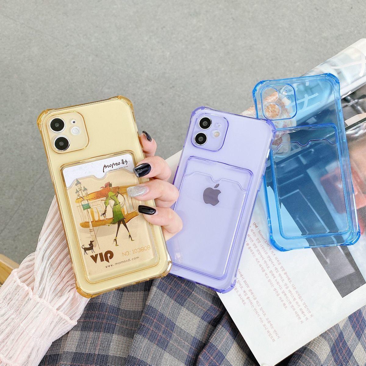 Transparent Wallet Case For iPhone 14 13 12 Pro Max Mini Shockproof Cover with Card Slots Pockets Slim Fit Thin Protective Soft Shock-Absorbing Lightweight Wallet Case